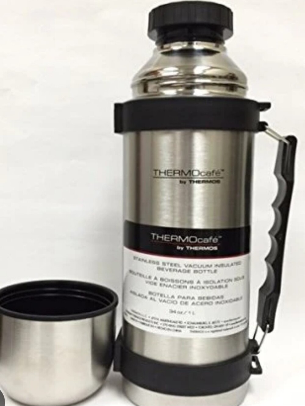 Thermos ThermoCafe Stainless Steel Vacuum Insulated Bottle - Silver & Black